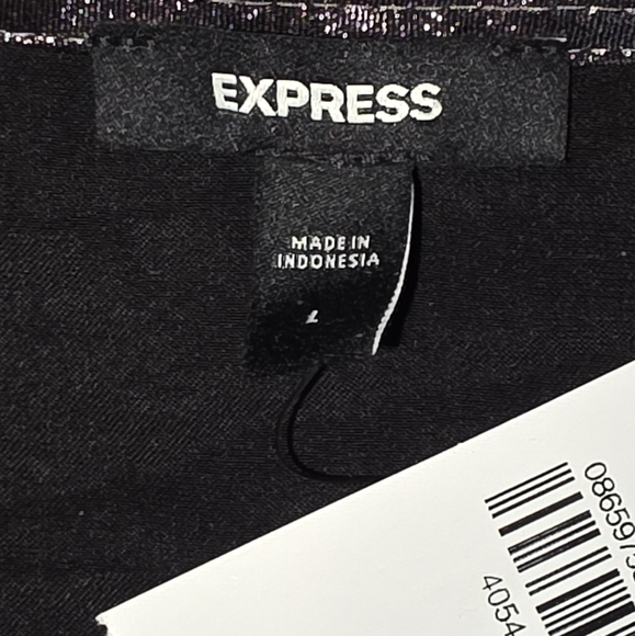 Express Metallic V-Neck Balloon Sleeve Faux Wrap Top Size Large New - Picture 12 of 13